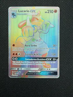 Pokemon Lucario GX 135/131 Full Art Secret Rare Holo SM-Forbidden Light - Image 1
