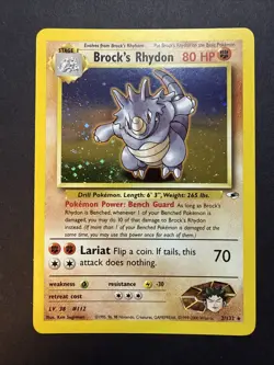 Brock's Rhydon - Gym Heroes 2/132 HOLO RARE! Vintage Pokemon 2000 Swirl - Image 1