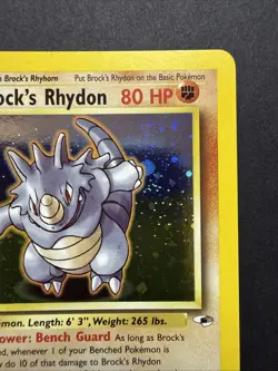 Brock's Rhydon - Gym Heroes 2/132 HOLO RARE! Vintage Pokemon 2000 Swirl - Image 3