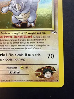 Brock's Rhydon - Gym Heroes 2/132 HOLO RARE! Vintage Pokemon 2000 Swirl - Image 4