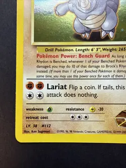 Brock's Rhydon - Gym Heroes 2/132 HOLO RARE! Vintage Pokemon 2000 Swirl - Image 5