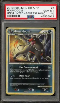 Pokemon Houndoom Undaunted Reverse Holo Rare #5 PSA 10 Gem Mint - Image 1