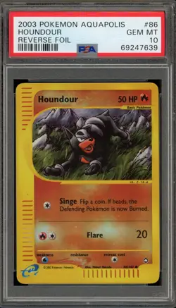 Pokemon Houndour Aquapolis Reverse Holo #86 PSA 10 Gem Mint - Image 1