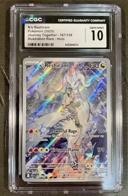 2025 Pokemon N's Reshiram 167/159 Journey Together Illustration Rare CGC 10 - Image 1