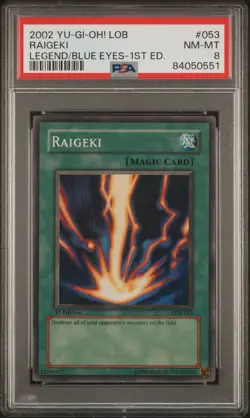 Raigeki LOB-053 Super Rare 1st Edition GLOSSY Yugioh PSA 8 *551 - Image 1