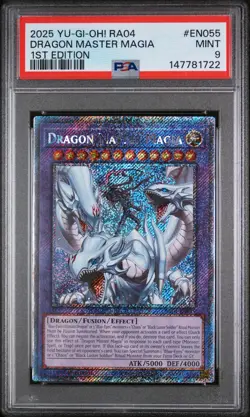 Dragon Master Magia RA04-EN055 1st Edition Platinum Secret Rare Yugioh PSA 9 *22 - Image 1