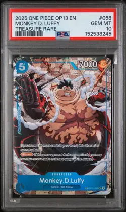 2025 ONE PIECE OP13-CARRYING ON HIS WILL TREASURE RARE MONKEY D. LUFFY PSA 10 - Image 1