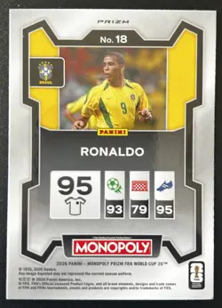 2026 Panini Prizm Monopoly FIFA World Cup Ronaldo Red Prizm #18 Brazil - Image 2