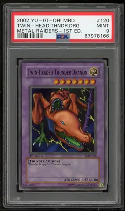 Twin-headed Thunder Dragon MRD-120 Super Rare 1st Edition Yugioh PSA 9 *166 - Image 1