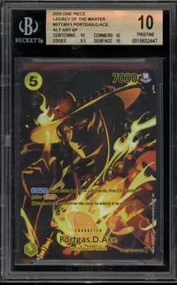 One Piece CCG Portgas.D.Ace Legacy of the Master Alt Art ST13-011 BGS 10 - Image 1
