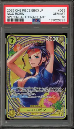 One Piece CCG Nico Robin Japanese Special Alternate Art EB03-055 PSA 10 Gem Mint - Image 1