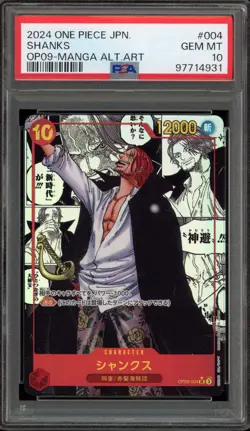 One Piece CCG Shanks Japanese Manga Alternate Art OP09-004 PSA 10 Gem Mint - Image 1