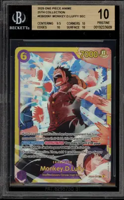 One Piece CCG Monkey.D.Luffy 25th Coll. EB02-061 BGS 10 Pristine - Image 1