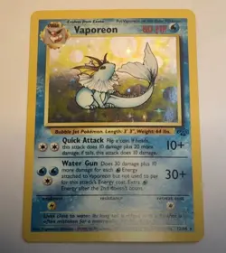 Pokemon TCG Vaporeon Jungle 12/64 Holo Unlimited Holo Rare - Image 1