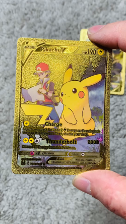 Set of 4 Pikachu V,VMax Charge/Pika Dash+ Rare Gold Accent Foil Fan Art Cards - Image 2
