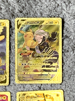 Set of 4 Pikachu V,VMax Charge/Pika Dash+ Rare Gold Accent Foil Fan Art Cards - Image 4