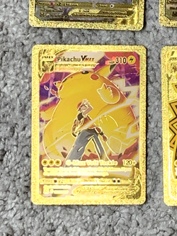 Set of 4 Pikachu V,VMax Charge/Pika Dash+ Rare Gold Accent Foil Fan Art Cards - Image 5