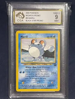 MARILL # 29 Black Star Promo Rare Pokemon Card 2000 WOTC tcg CGA MINT 9 - Image 1
