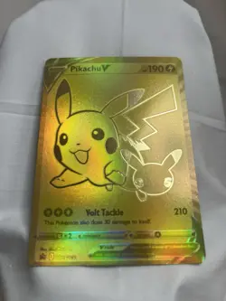 Pikachu V Pokemon Card - Full Art Gold Foil SWSH145 25th Anniversary Promo - Image 4