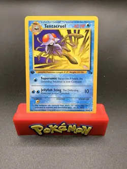 1st Edition Tentacruel Fossil Pokemon Card LP 44/62 Uncommon - Image 1