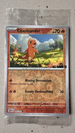Pokemon Charmander 004/165 151 EB Games Reverse Holo Card Promo Sealed - Image 1
