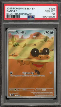 Pokemon Sandile Black Bolt Illustration Rare #135 PSA 10 Gem Mint - Image 1