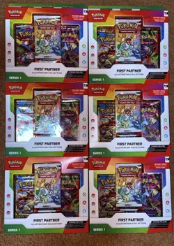 6 Pokemon First Partner Illustration Collection Series 1 Box’s - Image 1
