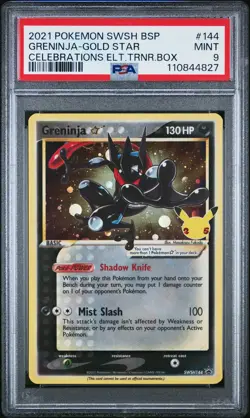 2021 POKEMON SWSH BLACK STAR PROMO #144 GRENINJA-GOLD STAR PSA 9 - Image 1