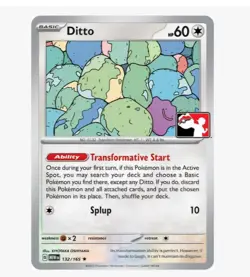 Pokemon Ditto 132/165 Prize Pack Series Holo Rare Basic 60HP Splup Card - Image 1