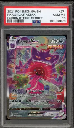 Pokemon Gengar VMAX Fusion Strike Secret Rare Full Alt Art #271 PSA 10 Gem Mint - Image 1