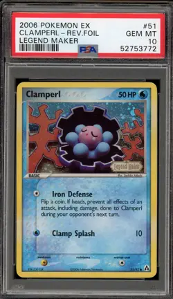 Pokemon Clamperl EX Legend Maker Reverse Holo #51 PSA 10 Gem Mint - Image 1