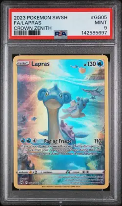 PSA 9 2023 POKEMON SWORD AND SHIELD CROWN ZENITH FULL ART/LAPRAS GG05 - Image 1