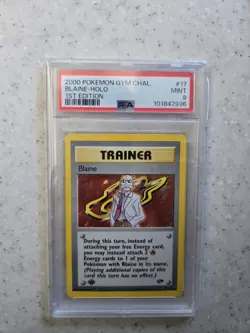 Pokemon 1st Edition Gym Challenge Blaine Trainer Holo PSA 9 - Image 1