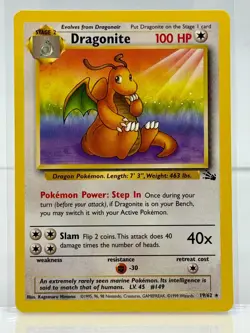 NEAR MINT! 🔥 Dragonite 19/62 Fossil Rare 1999 Vintage Pokemon TCG (Non-Holo) - Image 1