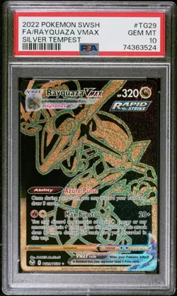 2022 POKEMON SWORD & SHIELD SILVER TEMPEST #TG29 FULL ART/RAYQUAZA VMAX PSA 10 - Image 1