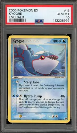 Pokemon Kyogre EX Emerald Rare #15 PSA 10 Gem Mint - Image 1