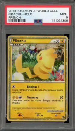 Pokemon Pikachu World Coll. FRENCH Holo PSA 9 Mint - Image 1