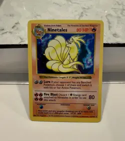Pokemon TCG Ninetales Shadowless Holo Rare 12/102 Base Set 80 HP 1999 - Image 1