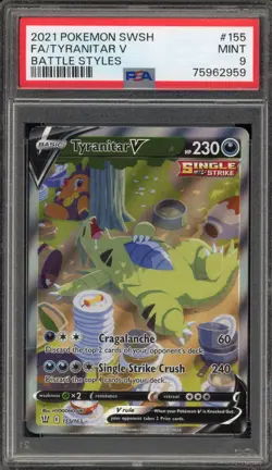 Pokemon Tyranitar V Battle Styles Full Alt Art #155 PSA 9 Mint - Image 1