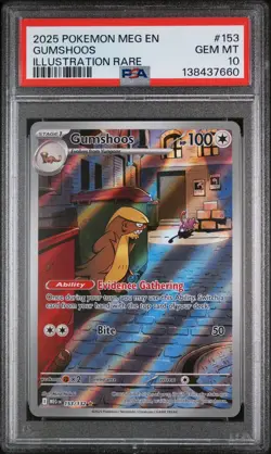 2025 POKEMON MEG EN-MEGA EVOLUTION ILLUSTRATION RARE #153 GUMSHOOS PSA 10 - Image 1