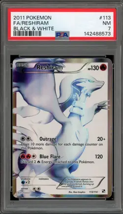 Pokemon Reshiram Black & White Full Art #113 PSA 7 - Image 1