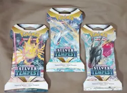 3 Pokemon Silver Tempest Sleeved Booster Packs With Different Art Covers Sealed - Image 1