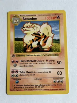Pokemon TCG Arcanine Base Set Shadowless 1st Edition 23/102 100 HP Uncommon - Image 1