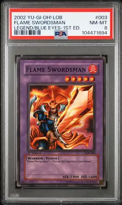 Flame Swordsman LOB-003 Super Rare 1st Edition GLOSSY Yugioh PSA 8 *694 - Image 1
