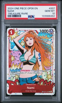 Nami 2024 One Piece OP06 English Treasure Rare PSA 10 Gem #007 - Image 1