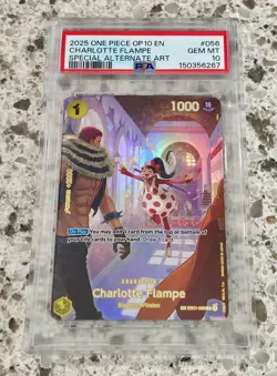 One Piece EB01-056 Royal Blood - Charlotte Flampe (SP Alternate Art) PSA 10 - Image 1