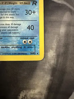 Pokemon TCG Dark Blastoise 20/82 Team Rocket Non-Holo Unlimited - Image 3