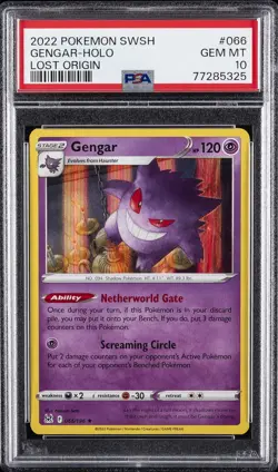 2022 POKEMON SWORD & SHIELD LOST ORIGIN #066 GENGAR-HOLO PSA 10 - Image 1