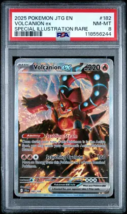 2025 POKEMON JTG EN-JOURNEY TOGETHER #182 VOLCANION EX PSA 8 - Image 1