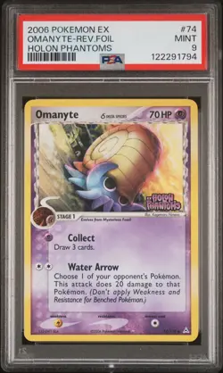 2006 POKEMON EX HOLON PHANTOMS #74 OMANYTE-REVERSE FOIL PSA 9 - Image 1